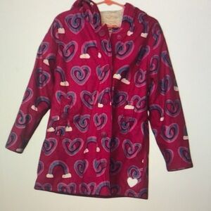 Girls Heart & Rainbow Hooded Jacket - Magenta